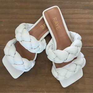 Raye Revolve Braided Puffy White Sandals 6.5